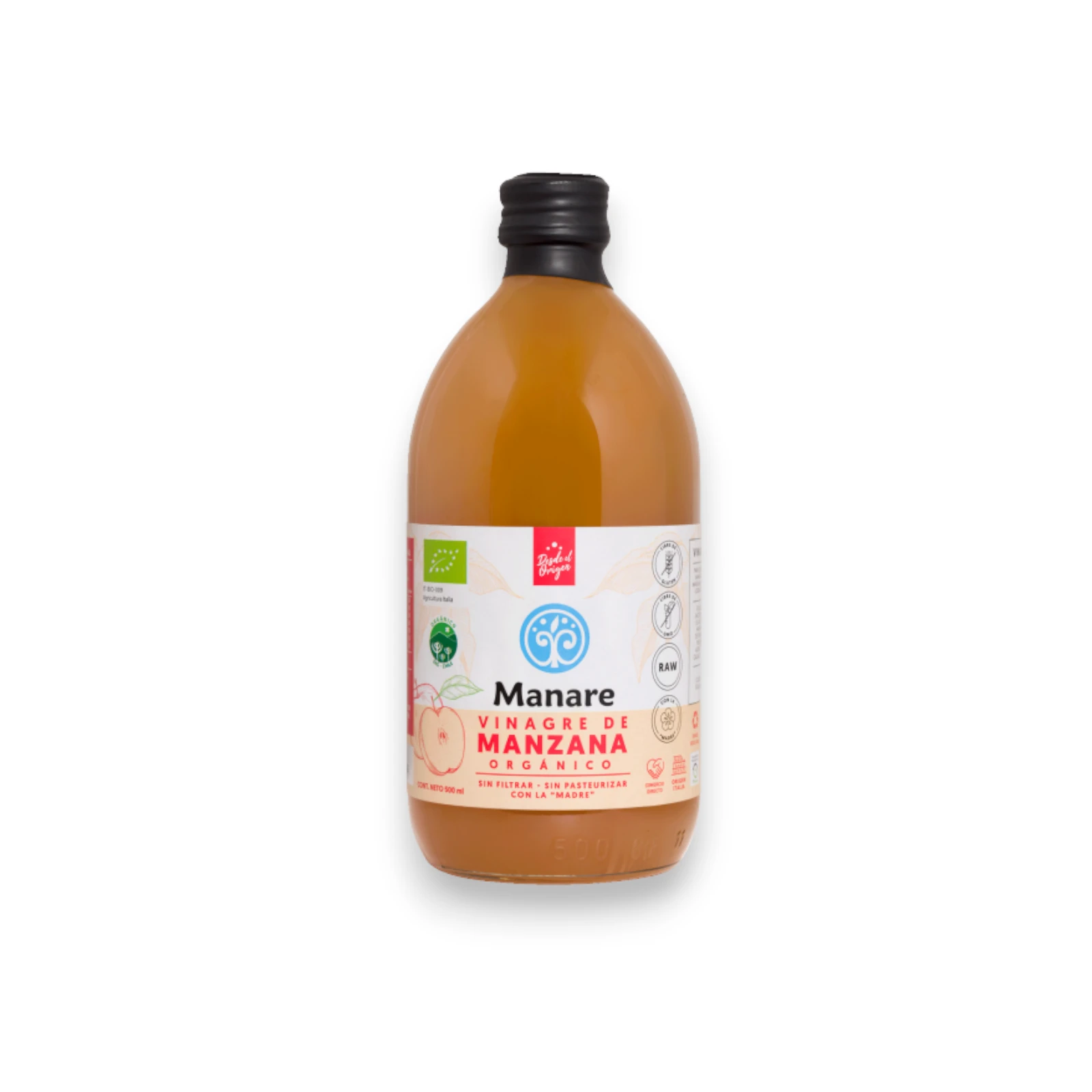 Vinagre de Manzana Orgánico Manare (500)ml.