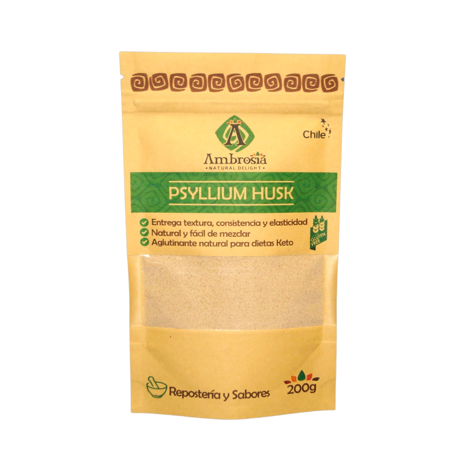 Psyllium Husk, sin gluten (200 gr.) Ambrosia