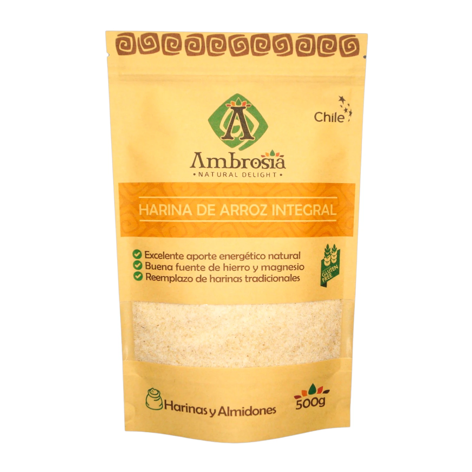 Harina de Arroz Integral, sin gluten (500)g. Ambrosia