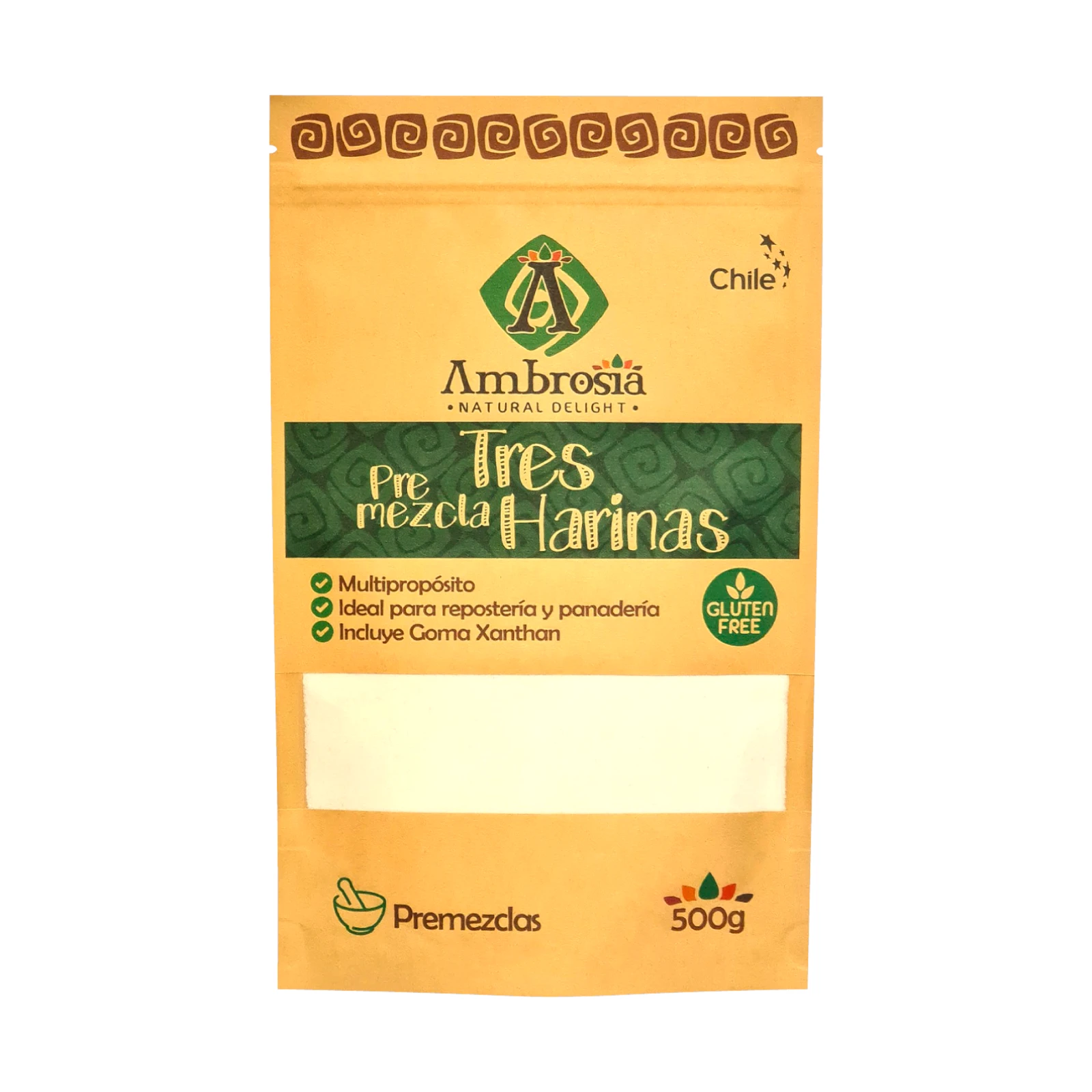 Premezcla tres harinas, sin gluten (500)g. Ambrosia