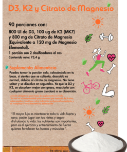 vitamina d3, k2 y citrato de magnesio dulzura natural